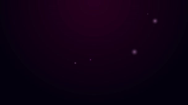 Linha de néon brilhante Flor rosa ícone isolado no fundo preto. Animação gráfica em movimento de vídeo 4K — Vídeo de Stock