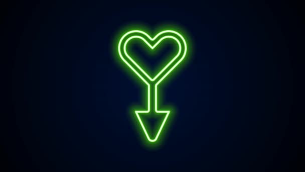 Linea neon incandescente Icona simbolo di genere femminile isolata su sfondo nero. Simbolo di Venere. Il simbolo di un organismo femminile o di una donna. Animazione grafica 4K Video motion — Video Stock