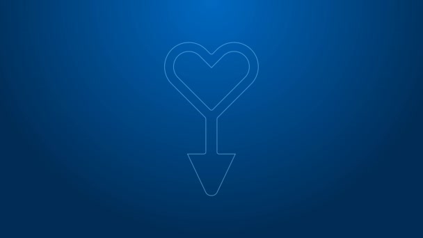 White line Female gender symbol icon isolated on blue background. Venus symbol. The symbol for a female organism or woman. 4K Video motion graphic animation — Stock Video