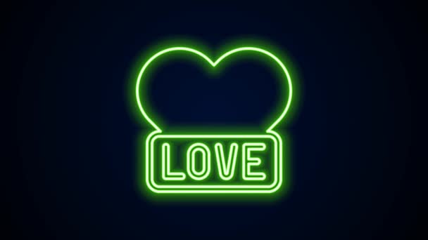 Glowing neon line Heart icon isolated on black background. Romantic symbol linked, join, passion and wedding. Happy Valentines day. 4K Video motion graphic animation — стокове відео