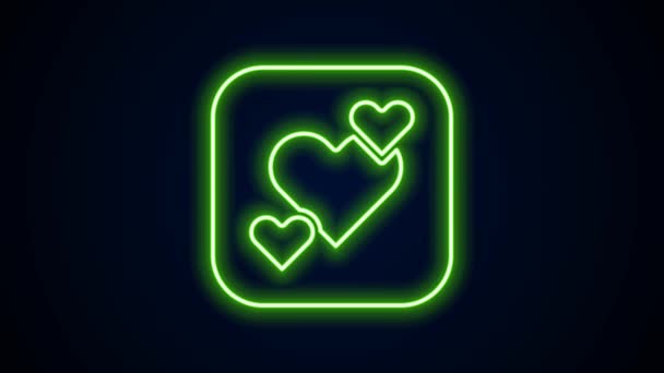 Glowing neon line Heart icon isolated on black background. Romantic symbol linked, join, passion and wedding. Happy Valentines day. 4K Video motion graphic animation — Wideo stockowe