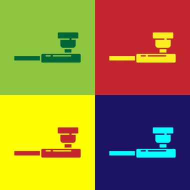 Arka planda izole edilmiş duman simgesi olan Pop Art Smoking piposu. Tütün piposu. Vektör İllüstrasyonu