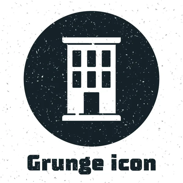 Ícone da Grunge House isolado no fundo branco. Símbolo. Desenho vintage monocromático. Vetor —  Vetores de Stock