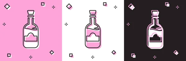 Set Bottles of wine icon isolated on pink and white, black background. Vector — Wektor stockowy