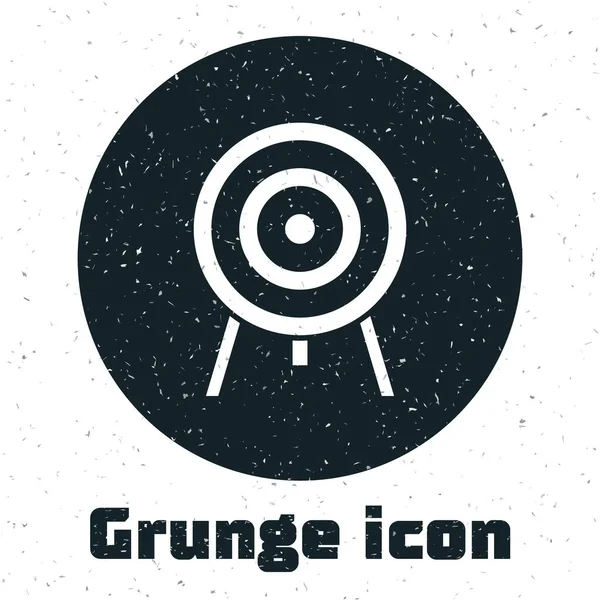 Το εικονίδιο Grunge Target απομονώθηκε σε λευκό φόντο. Πινακίδα βέλους. Εικονίδιο πίνακα τοξοβολίας. Σύμβολο Ντάρτμπορντ. Επιχειρηματική έννοια του στόχου. Μονόχρωμη παλιά ζωγραφιά. Διάνυσμα — Διανυσματικό Αρχείο