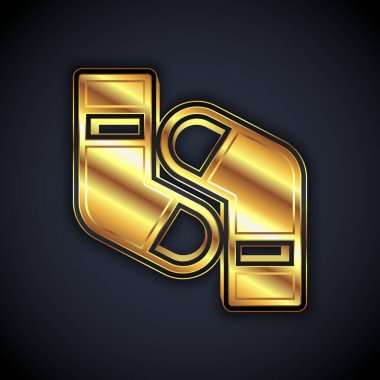 Altın Çorap simgesi siyah arka planda izole edildi. Vektör