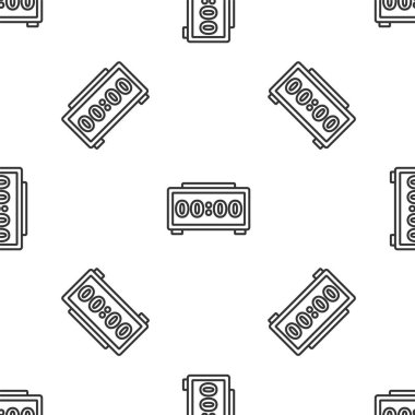 Gri çizgi dijital alarm saat simgesi beyaz arka planda izole edilmiş kusursuz desen. Elektronik çalar saat. Zaman simgesi. Vektör