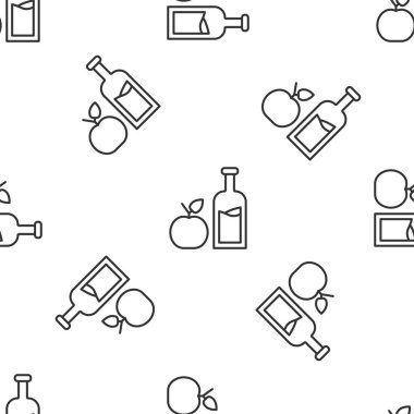 Gri çizgi Apple elma şarabı ikonu beyaz arka planda izole edilmiş pürüzsüz desen. İçecek cam şişesi. Vektör