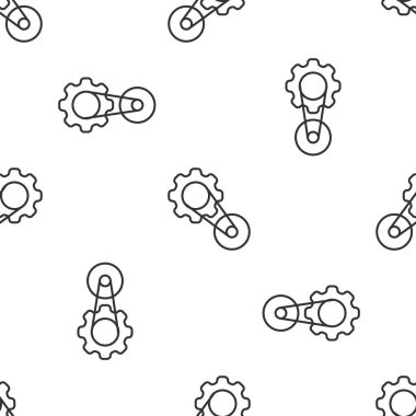 Gri çizgili zamanlama kemeri simgesi beyaz arka planda izole edilmiş kusursuz desen. Vektör