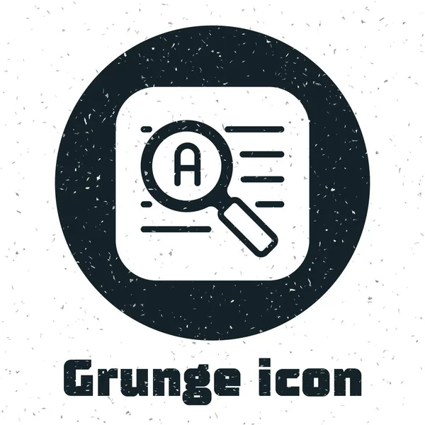 Grunge Translator icon isolated on white background. Foreign language conversation icons in chat speech bubble. Translating concept. Monochrome vintage drawing. Vector — Stock vektor
