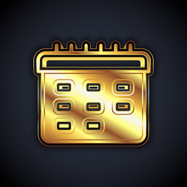 Gold School timetable icon isolated on black background. Vector