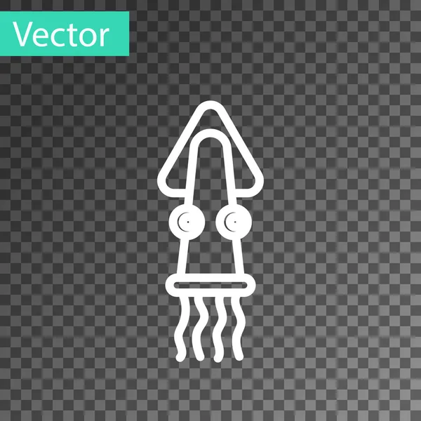 Иконка осьминога белого цвета выделена на прозрачном фоне. Вектор . — стоковый вектор