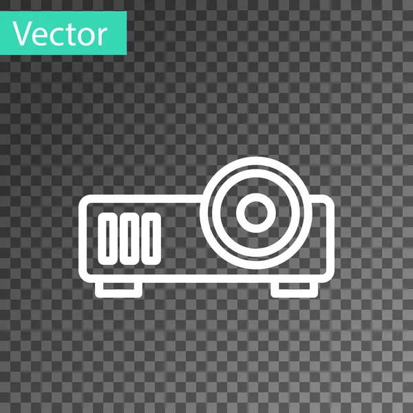 Línea blanca Presentación, película, película, icono del proyector multimedia aislado sobre fondo transparente. Vector — Vector de stock