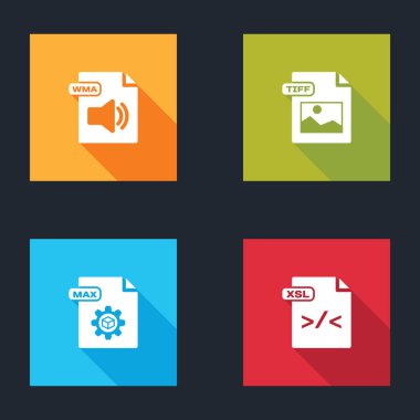 WMA dosya belgesini, TIFF, MAX ve XSL simgesini ayarla. Vektör