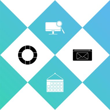 Lifebuoy, Takvim, Bilgisayar monitörleri, Mail ve e-posta simgesini ayarlayın. Vektör