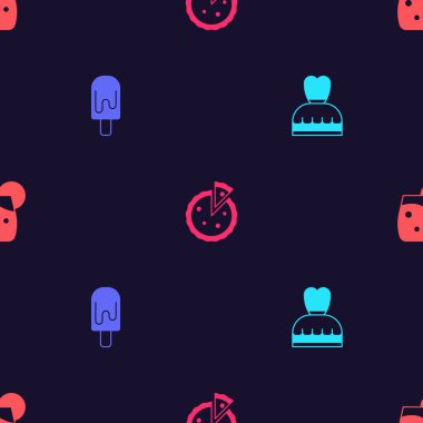 Set Kadını Elbisesi, Dondurma, Ev Yapımı Turta ve Kusursuz Kokteyl. Vektör