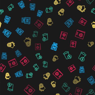 Radyoaktif atığı varile, yıldırımı çöp kutusuyla, Eko Evi geri dönüşümünü ve alışveriş torbasının geri dönüşümünü sorunsuz bir şekilde ayarla. Vektör