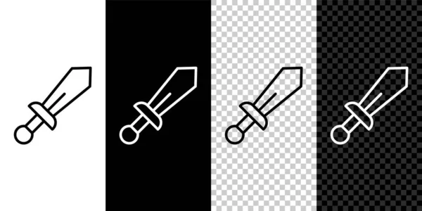 Set line Sword toy icon isolated on black and white, transparent background. Vector — Archivo Imágenes Vectoriales