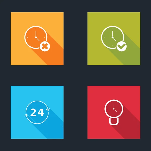 Set Clock delete, , 24 hours and icon. Vector — Wektor stockowy