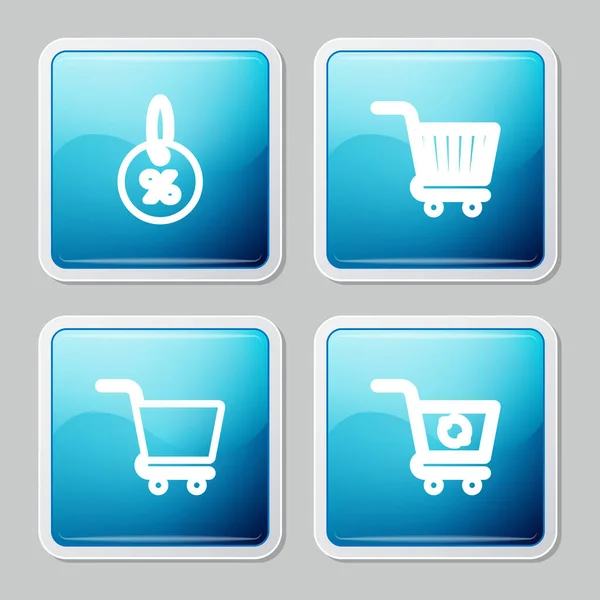 Set line Discount percent tag, Shopping cart, and Refresh shopping icon. Vector — стоковый вектор