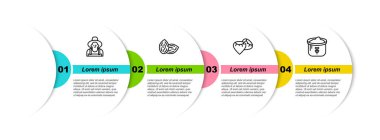 Şapkada çiftçi, tohum ve un torbası var. Ticari bilgi şablonu. Vektör