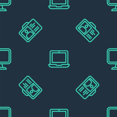 Dizüstü bilgisayar, kimlik kartı ve bilgisayar monitörünü kusursuz desene ayarlayın. Vektör