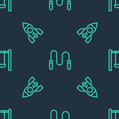 İp atlama, roket oyuncağı ve kusursuz desende sallanma. Vektör