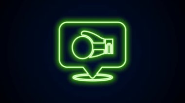 Parlayan neon hattı boks eldiveni simgesi siyah arkaplanda izole edildi. 4K Video hareketli grafik canlandırması