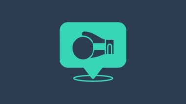 Turkuaz boks eldiveni ikonu mavi arka planda izole edildi. 4K Video hareketli grafik canlandırması