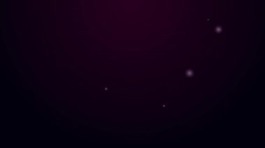 Parlayan neon hattı tarımsal toprak testi ve sonuç simgesi siyah arka planda izole edildi. Dijital toprak analizi. 4K Video hareketli grafik canlandırması