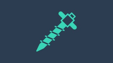 Turkuaz İnşaat matkap ikonu mavi arka planda izole edildi. 4K Video hareketli grafik canlandırması