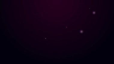 Parlayan neon çizgisi siyah arkaplanda izole edilmiş cetvel ve kalem simgesini çaprazladı. Düz sembol. Çizim ve eğitim araçları. 4K Video hareketli grafik canlandırması