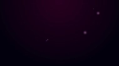 Parlayan neon çizgisi simgesi siyah arkaplanda izole edildi. 4K Video hareketli grafik canlandırması