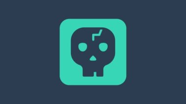 Turkuaz Arkeoloji simgesi mavi arkaplanda izole edildi. 4K Video hareketli grafik canlandırması