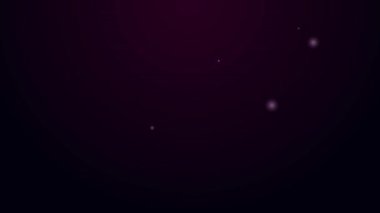 Parlayan neon hattı Dünya 'nın çekirdek kabuk simgesi siyah arkaplanda izole edildi. 4K Video hareketli grafik canlandırması