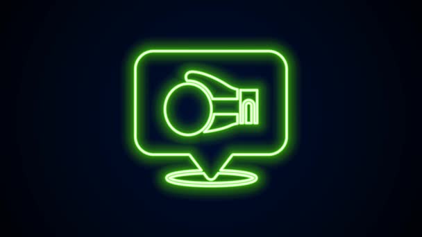 Linea neon luminosa Icona guanto da boxe isolata su sfondo nero. Animazione grafica 4K Video motion — Video Stock