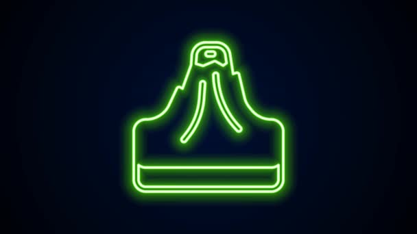 Glowing neon line Volcano icon isolated on black background. 4K Video motion graphic animation — Vídeo de Stock
