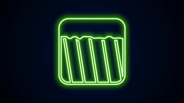 Glödande neon linje Ground ikon isolerad på svart bakgrund. 4K Video motion grafisk animation — Stockvideo