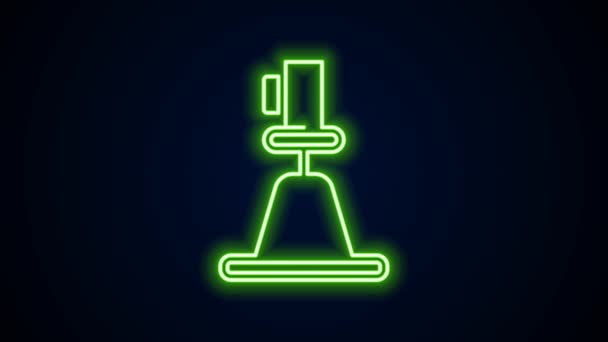 Glowing neon line Tacheometer, theodolite icon isolated on black background. Geological survey, engineering equipment for measurement and research. 4K Video motion graphic animation — Stockvideo