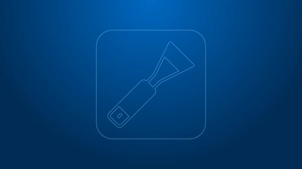 White line Paint brush icon isolated on blue background. For the artist or for archaeologists and cleaning during excavations. 4K Video motion graphic animation — Video Stock