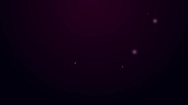 Parlayan neon hattı toprak katmanları simgesi siyah arkaplanda izole edildi. 4K Video hareketli grafik canlandırması