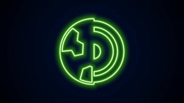 Parlayan neon hattı Dünya 'nın çekirdek kabuk simgesi siyah arkaplanda izole edildi. 4K Video hareketli grafik canlandırması