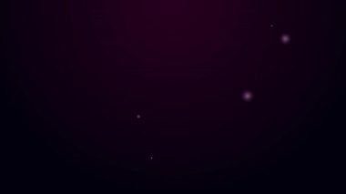 Parlayan neon hattı sinema bileti simgesi siyah arkaplanda izole edildi. 4K Video hareketli grafik canlandırması