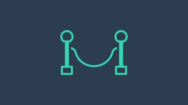 Turkuaz bariyer simgesi mavi arkaplanda izole edildi. VIP etkinliği, lüks kutlama. Ünlüler partisi girişi. 4K Video hareketli grafik canlandırması