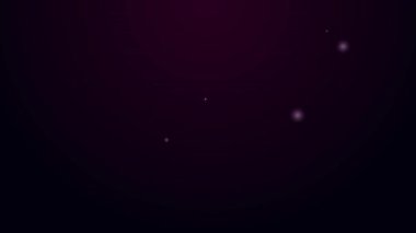 Parlayan neon hattı antika saat simgesi siyah arka planda izole edildi. 4K Video hareketli grafik canlandırması