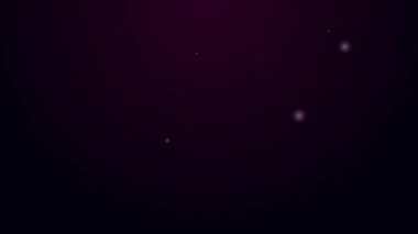 Parlayan neon hattı. Siyah arka planda izole edilmiş şarap ikonu. 4K Video hareketli grafik canlandırması