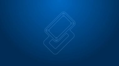 Beyaz çizgi altın çubuk simgesi mavi arkaplanda izole edildi. Bankacılık işi konsepti. 4K Video hareketli grafik canlandırması