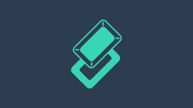 Turkuaz altın renkli simge mavi arkaplanda izole edildi. Bankacılık işi konsepti. 4K Video hareketli grafik canlandırması