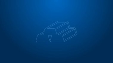 Beyaz çizgi altın çubuk simgesi mavi arkaplanda izole edildi. Bankacılık işi konsepti. 4K Video hareketli grafik canlandırması