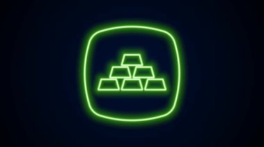 Parlayan neon çizgisi simgesi siyah arkaplanda izole edilmiş. Bankacılık işi konsepti. 4K Video hareketli grafik canlandırması